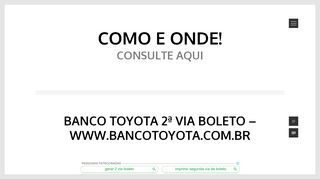 
                            8. Banco Toyota 2ª Via Boleto - www.bancotoyota.com.br