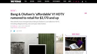 
                            12. Bang & Olufsen's 'affordable' V1 HDTV rumored to retail for $3,170 ...