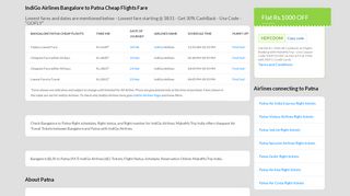 
                            9. Bangalore to Patna IndiGo Airlines Flights @Rs.3294 + Flat Rs.500 ...