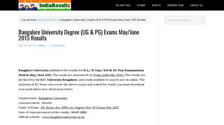 
                            12. Bangalore University Degree (UG & PG) Exams May/June 2015 Results