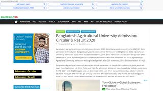 
                            8. Bangladesh Agricultural University Admission 2019-2020 ...