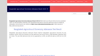 
                            7. Bangladesh Agricultural University Admission Result 2019-19