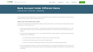 
                            7. Bank Account Under Different Name – Upwork Help Center