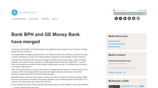 
                            12. Bank BPH and GE Money Bank have merged - GE Newsroom