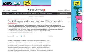 
                            12. Bank Burgenland vom Land vor Pleite bewahrt - Affäre macht SP zu ...