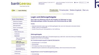 
                            2. Bank Leerau: Login und Zahlungsfreigabe