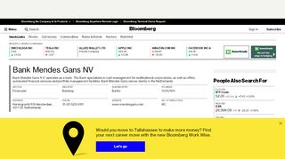 
                            7. Bank Mendes Gans NV: Company Profile - Bloomberg