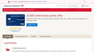 
                            11. Bank of America® Travel Rewards Credit Card