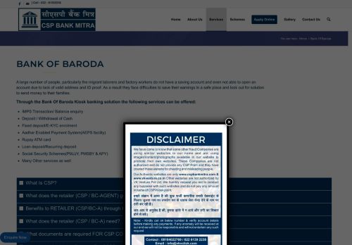 
                            8. Bank Of Baroda – CSP BANK MITRA