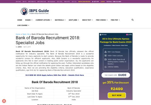 
                            5. Bank of Baroda Recruitment 2018 | 600 PO Vacancies - Apply Online