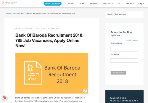 
                            11. Bank Of Baroda Recruitment 2018: 785 Job Vacancies, Apply Online ...