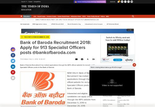 
                            7. Bank of Baroda Recruitment 2018: Apply for 913 Specialist Officers ...