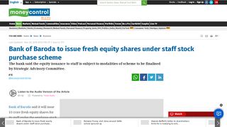 
                            10. Bank of Baroda to issue fresh equity shares under staff stock purchase ...