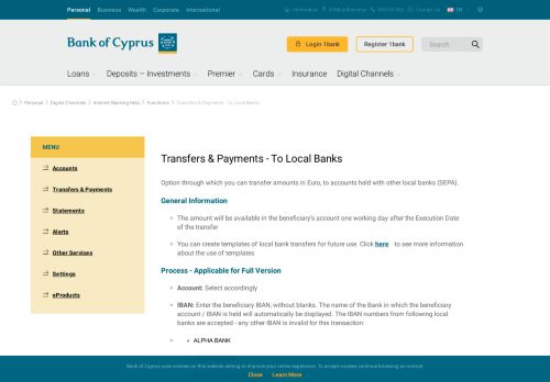 
                            7. Bank of Cyprus - Transfers & Payments - To Local Banks