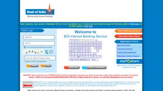 
                            1. Bank of India Internet Banking Retail Signon - BOI