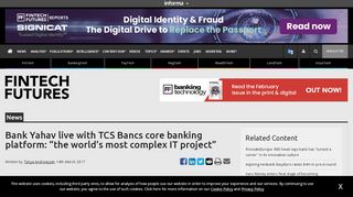 
                            10. Bank Yahav live with TCS Bancs core banking platform:  ...