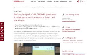 
                            8. Bankenplanspiel SCHUL/BANKER gewinnen Schülerteams aus ...