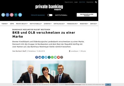 
                            7. Bankhaus Neelmeyer bleibt bestehen: BKB und OLB verschmelzen zu ...