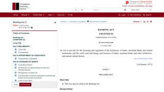 
                            10. Banking Act - Singapore Statutes Online