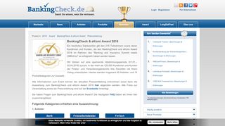 
                            12. BankingCheck & eKomi Award 2018 | BankingCheck.de