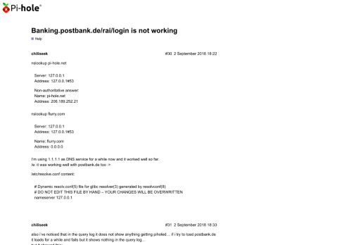 
                            11. Banking.postbank.de/rai/login is not working - Help - Pi-hole Userspace
