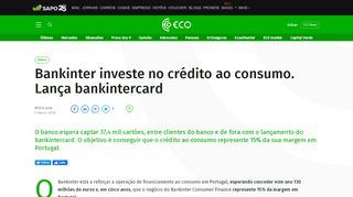 
                            10. Bankinter investe no crédito ao consumo. Lança bankintercard – ECO