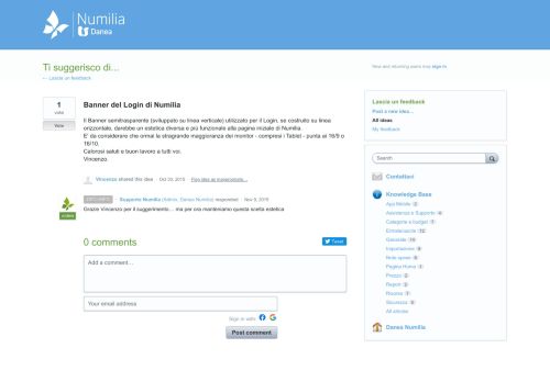 
                            3. Banner del Login di Numilia – Guida on-line Numilia