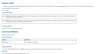 
                            4. banner motd - Cisco