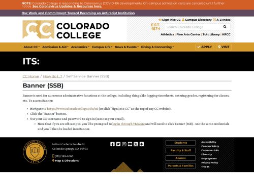 
                            3. Banner (SSB) • ITS: Colorado College