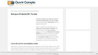
                            8. Banque d'Habitat BH Tunisie: Consultation solde en ligne sur bh.com.tn