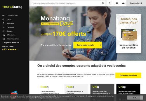 
                            2. Banque en ligne - Monabanq | Jusqu'à 120€ offerts