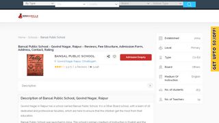 
                            10. Bansal Public School - Govind Nagar, Raipur - Reviews, Fee Structure ...