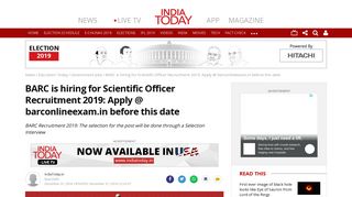 
                            12. BARC is hiring for Scientific Officer Recruitment 2019: Apply ...