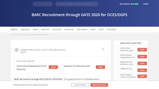 
                            9. BARC Recruitment through GATE 2019 (OCES/DGFS) - Engineering