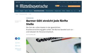 
                            9. Barmer GEK streicht jede fünfte Stelle - Politik - Nachrichten ...