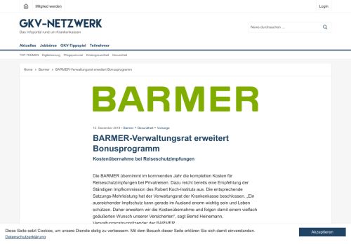 
                            9. BARMER-Verwaltungsrat erweitert Bonusprogramm | GKV-Netzwerk
