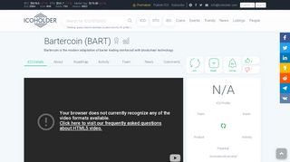 
                            9. Bartercoin (BART) (BART) ICO Rating, Reviews and Details | ICOholder