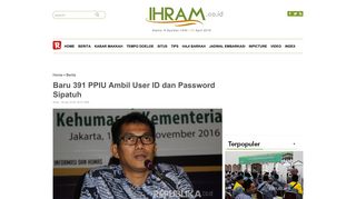 
                            7. Baru 391 PPIU Ambil User ID dan Password Sipatuh | ihram.co.id