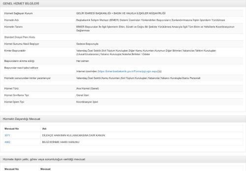 
                            4. Başbakanlık İletişim Merkezi (BİMER) Sistemi ... - Hizmet Detayı