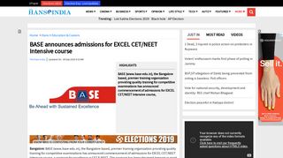 
                            8. BASE announces admissions for EXCEL CET/NEET Intensive course