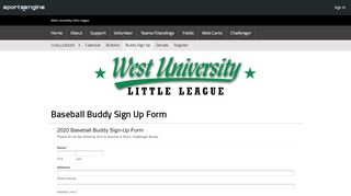 
                            7. Baseball Buddy Sign Up Form - West University Little League