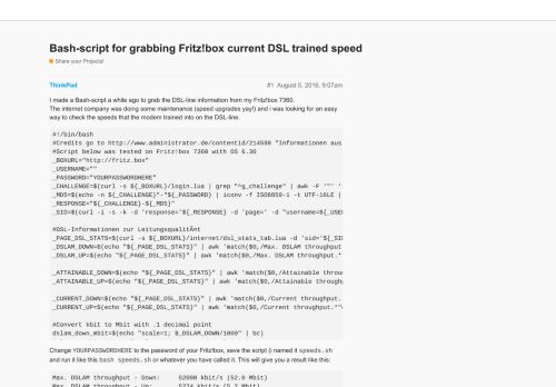 
                            11. Bash-script for grabbing Fritz!box current DSL trained speed - Share ...