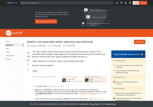 
                            1. .bashrc not executed when opening new terminal - Ask Ubuntu
