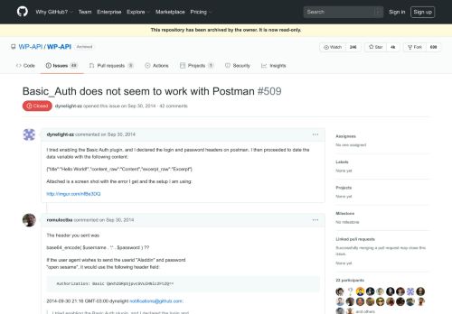 
                            3. Basic_Auth does not seem to work with Postman · Issue #509 · WP ...