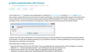 
                            6. Basic authentication with Tomcat - Tips, Tricks and Code