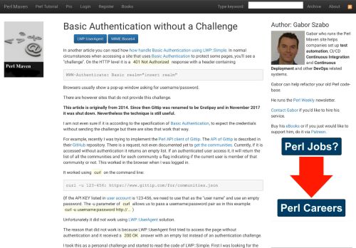 
                            11. Basic Authentication without a Challenge - Perl Maven