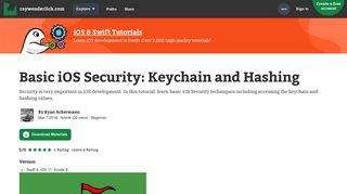 
                            11. Basic iOS Security: Keychain and Hashing | raywenderlich.com