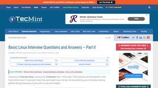 
                            1. Basic Linux Interview Questions and Answers - Part II - Tecmint