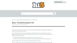 
                            2. Basic Troubleshooting for hi5 – hi5 Support