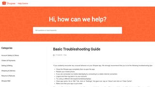 
                            2. Basic Troubleshooting Guide - Help - Shopee